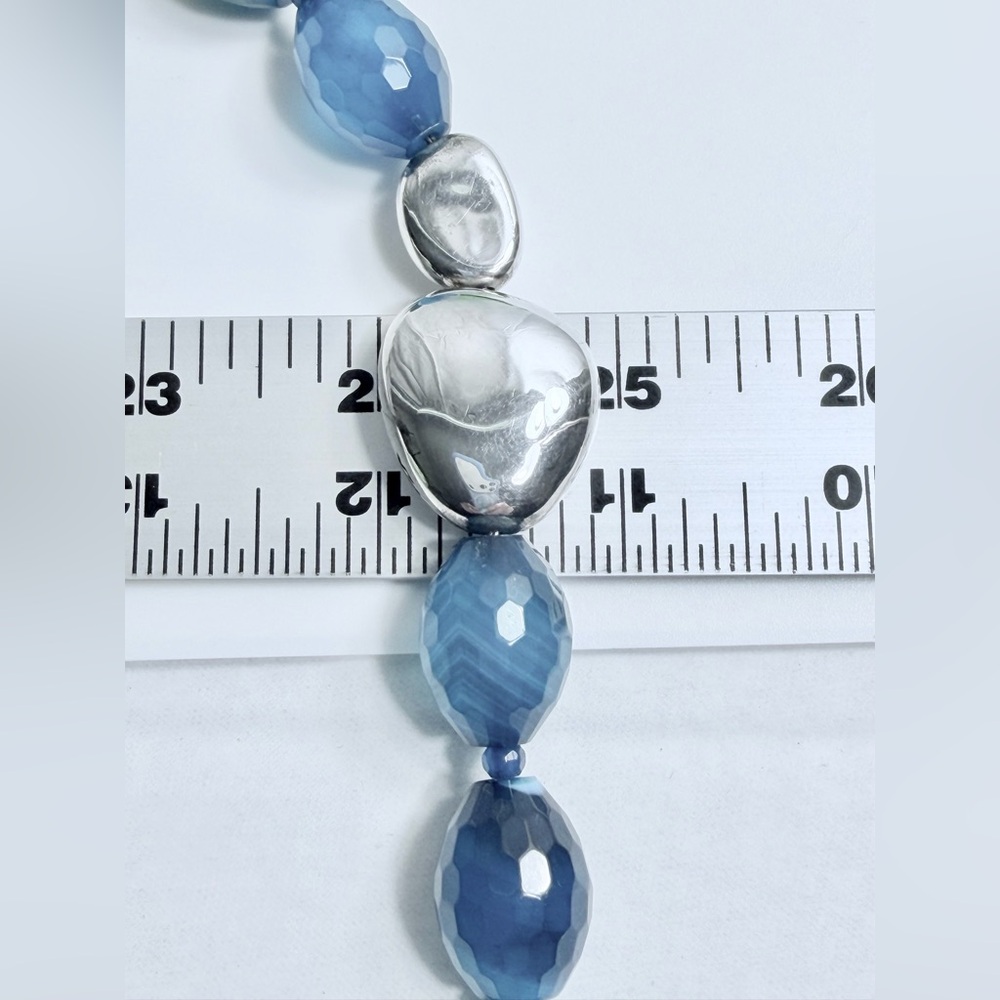 Vintage RARE HTF Robert Lee Morris Sterling Faceted Blue Stone Toggle Bracelet - Picture 15 of 16